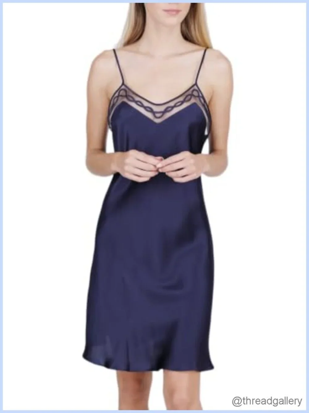 Women's 100% Mulberry Silk Chemise Nightgown V Neck Adjustable Straps